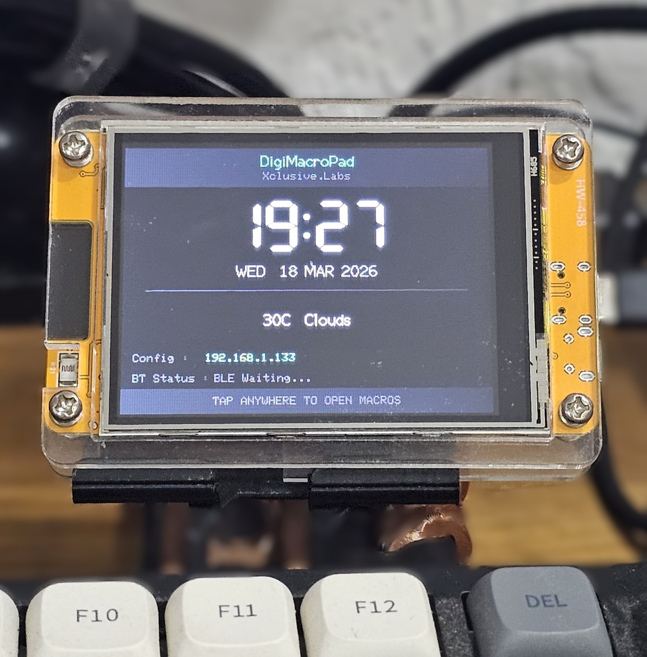 Clock and weather shortcut page on DigiMacroPad