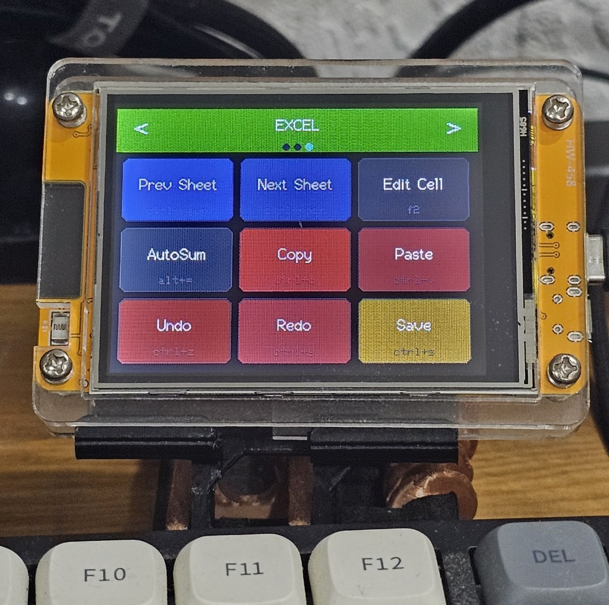 Excel shortcuts page on DigiMacroPad